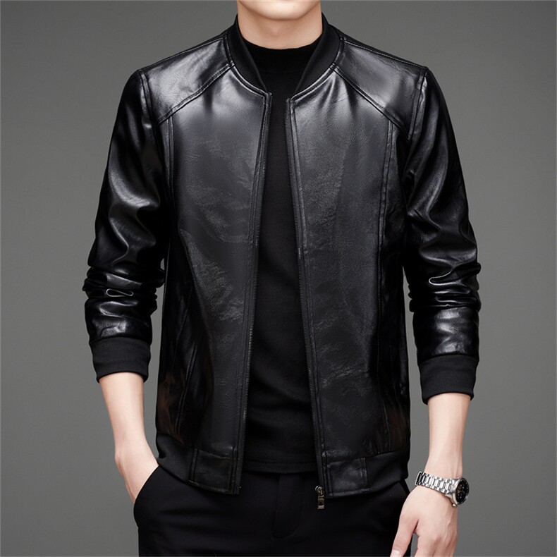 AWA605钱塘2020-3中年男士秋季薄款商务休闲简约皮衣夹克P52，男装皮衣，钱塘207-3