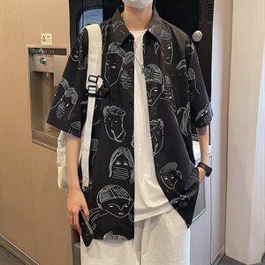 夏季冰氧短袖衬衫男高品质港风宽松3D满印个性冰丝衬衣C2102-P45图片
