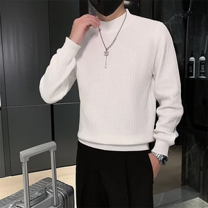 毛衣男士秋冬季潮流针织衫保暖线衣包芯纱半高领波浪打底衫男M803图片