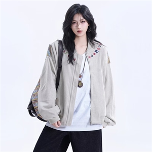 春季美式印花飞行夹克外套拉链宽松2026新款百搭舒适棒球服男女图片