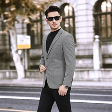 新款男装男士千鸟格针织面料格子商务西装666P175，男装西服，电商D225