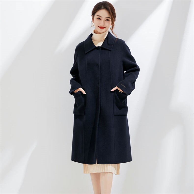 时尚女装双面呢大衣优雅显瘦长款外套气质百搭秋冬必备，女装双面呢大衣，阿吉丽克