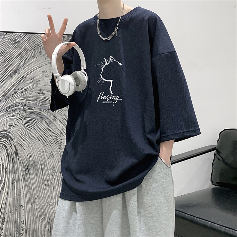 冰丝七分袖t恤男大码五分袖男短袖男中袖Q11334-P30,男装T恤,电商A040