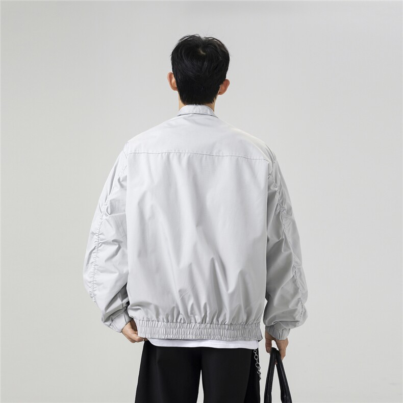 美式罗纹拼接袖子褶皱大码M-5XL教练夹克男JK78056P69控105,男装夹克,星座226-1