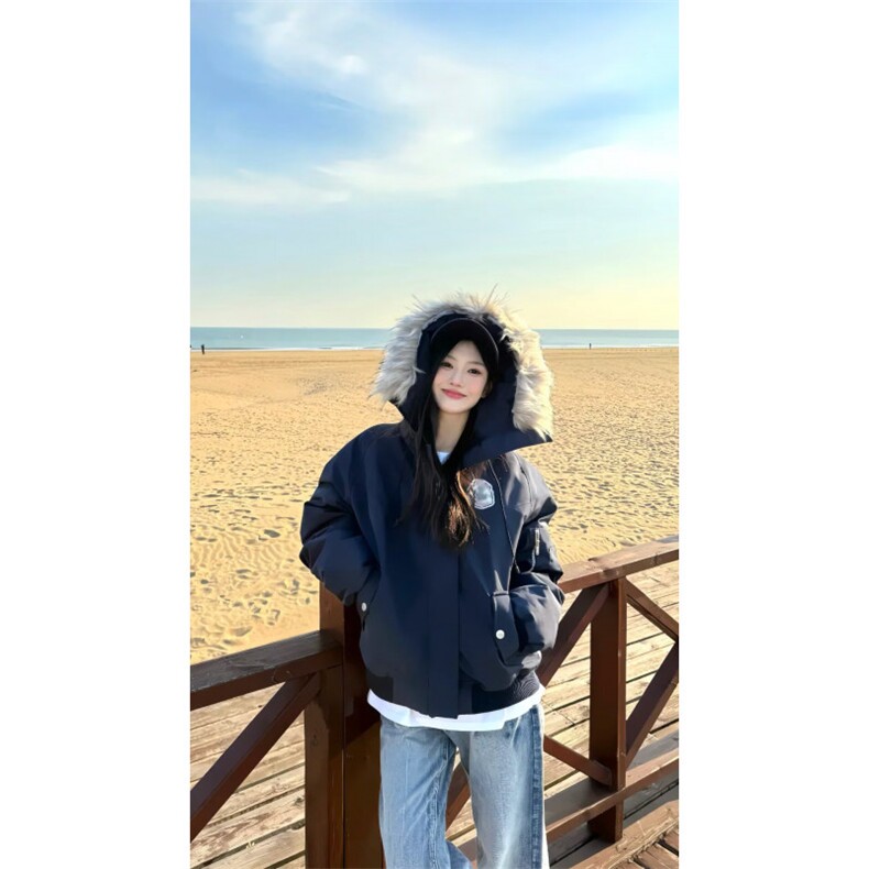 W601-P1082025冬季新款大毛领羽绒棉服韩版宽松棉衣加厚保暖外套，男装棉衣，星座911-1