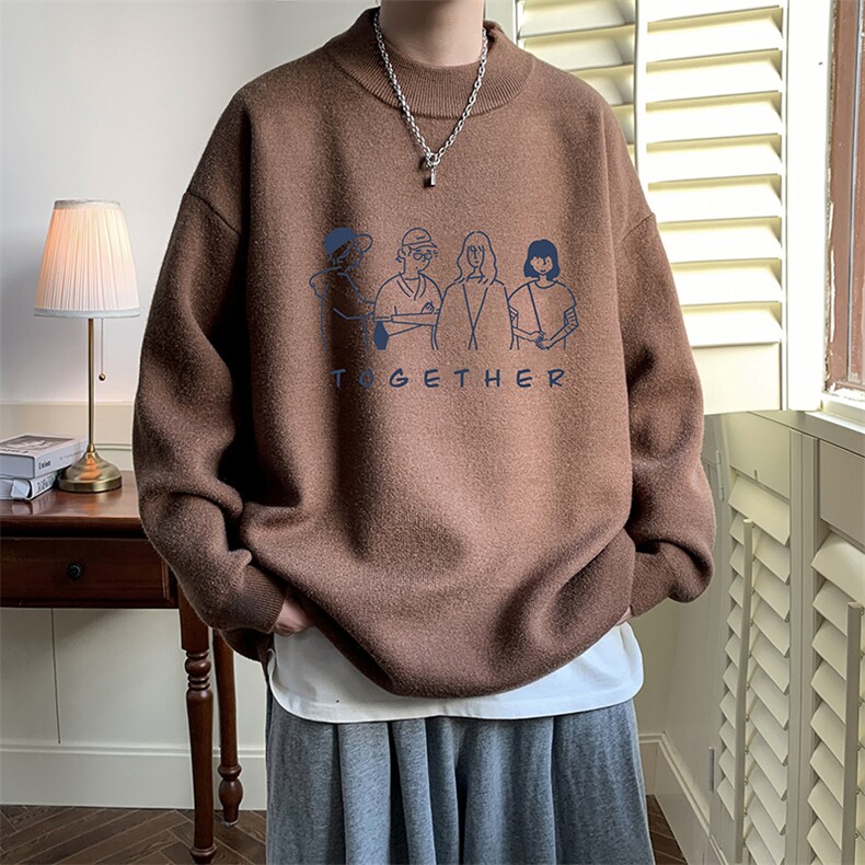 控68半高领毛衣男士大码针织衫男毛线衣男M18191-P45加绒款-P65,男装针织衫/毛衣,电商A040