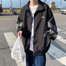 2021秋季新款夹克日系立领复古印花宽松百搭潮牌外套W1146-P49，男装夹克，星座512-4