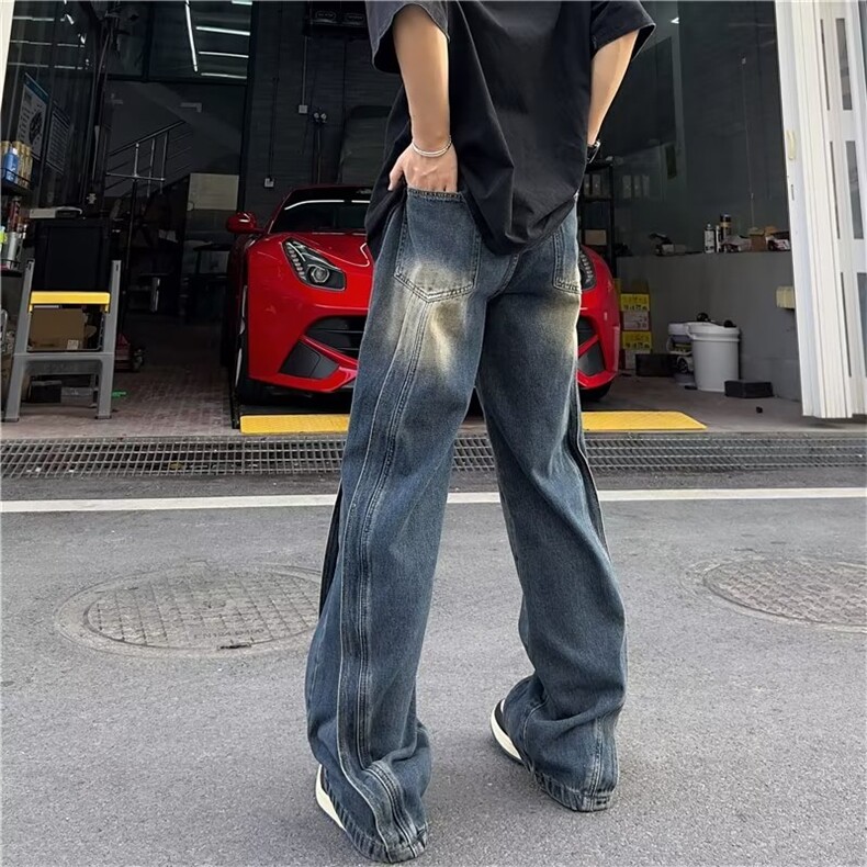 美式复古渐变牛仔裤男潮牌高街直筒oversize薄款T1664-P55,男装牛仔裤,星座1109-3