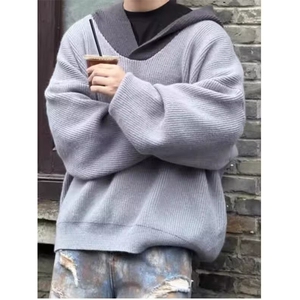 美式复古连帽毛衣男款秋冬季慵懒高级感连帽针织衫MY05739-P52图片
