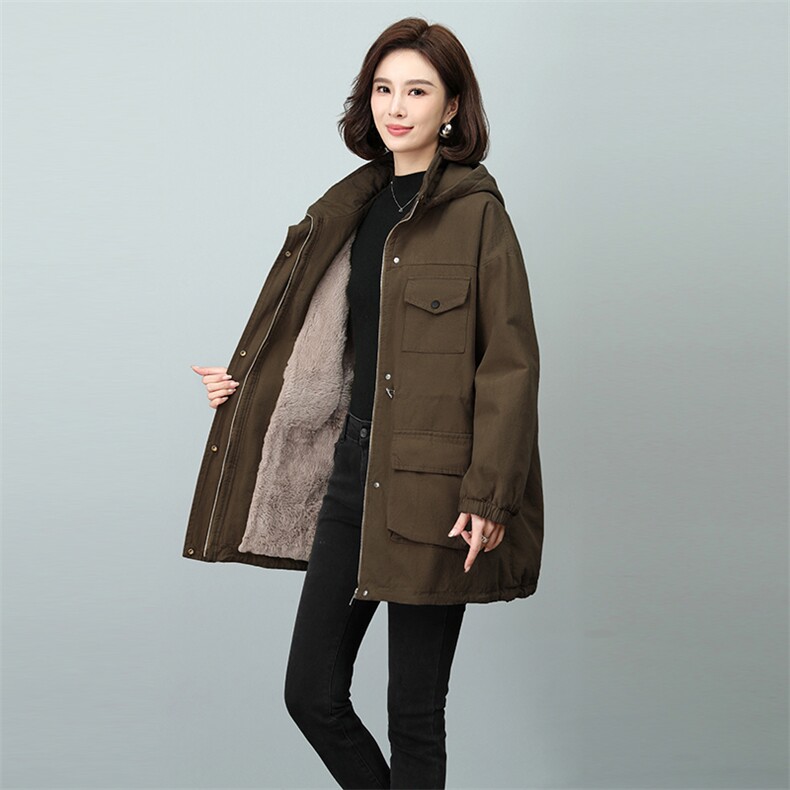 2024冬款新款派克服加绒加厚保暖休闲宽松风格841款,女装派克服,秋牧寒烟
