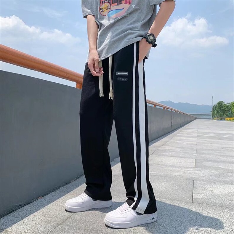韩版潮流百搭运动裤夏季条纹休闲裤痞帅潮牌长裤男K3327-P32,男装休闲裤,星座512-2