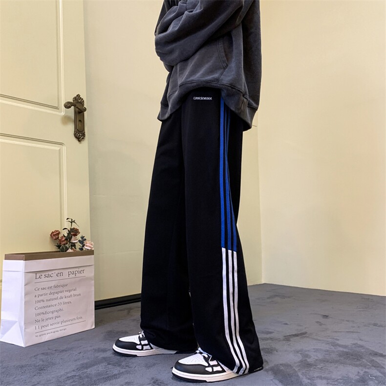 美式休闲裤男秋季侧边三条杠宽松抽绳卫裤拖地长裤BK225-P35,男装休闲裤,星座1001-1