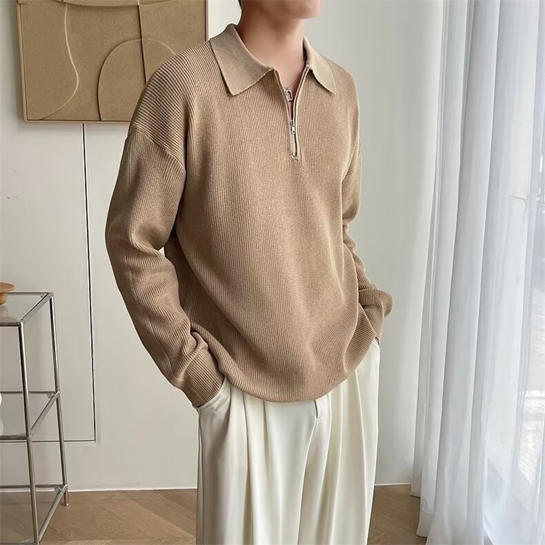 轻熟风半拉链polo领毛衣男秋冬套头针织衫MB47P48,男装针织衫/毛衣,星座1116-2