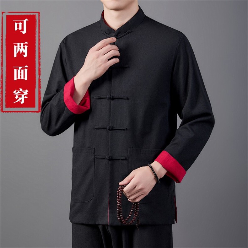 2026新款风唐装两面穿长袖男中老年中式汉服夹克HL23915-P115图片