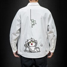 2021秋季新日系马切达大码男卡通印花宽松长袖衬衫C3204-P35，男装衬衫，电商A001