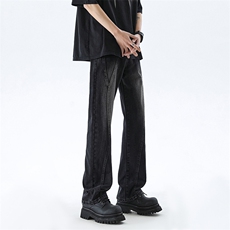B221美式ins高街暗黑小众拼接修身牛仔裤LK24157-P60控78，男装牛仔裤，电商B221