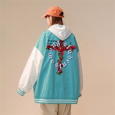 ！秋季新品玫瑰十字架ins潮牌印花棒球服夹克G73-P65控98--，男装夹克，A247A