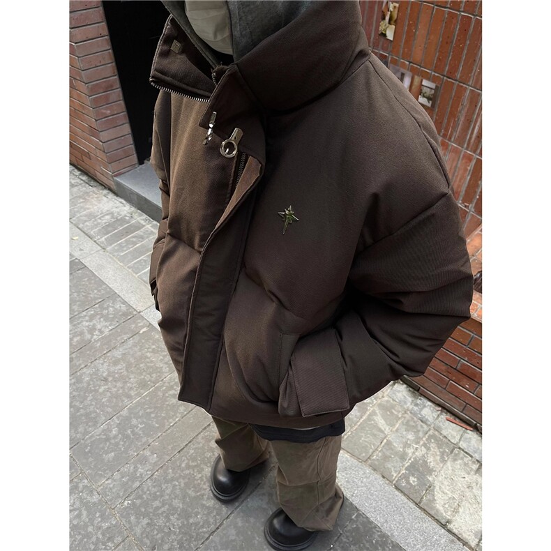 美式复古加厚棉衣2025冬季金属扣立领棉服女宽松百搭外套,男装棉衣,星座506A