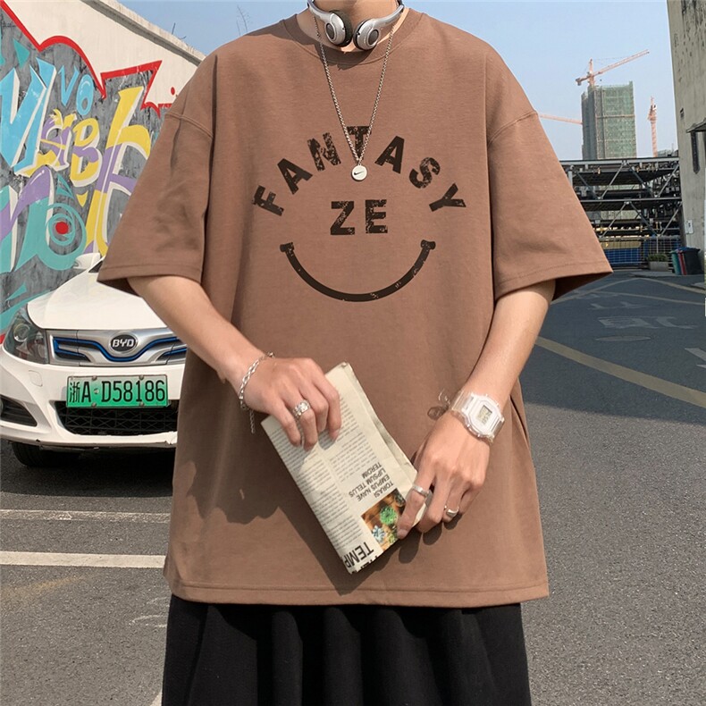 港风23夏季时尚潮流字母印花款纯棉短袖T恤T6065P25控38,男装T恤,电商A268A