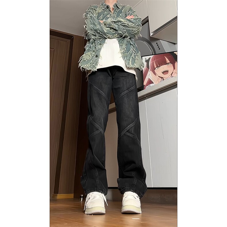 潮流百搭牛仔裤微喇长裤男A16-P45,男装牛仔裤,电商D312-1