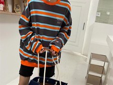 春季新款条纹大版休闲卫衣，女装卫衣/绒衫，JIAN.Z 简.站