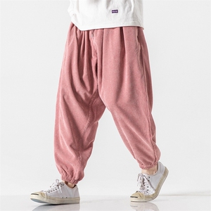 秋冬 大码日系抽绳工装灯芯绒束脚九分裤港风潮风 K119/P60图片