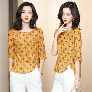 清仓捡漏专柜撤回外贸女装春夏高端大码雪纺衫高贵洋气独特上衣图片