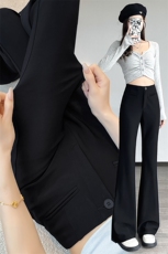 黑色喇叭裤女2025秋冬新款高腰显瘦微喇裤拖地直筒窄版西装裤，女装休闲裤，云美莎专业女裤-全店现货
