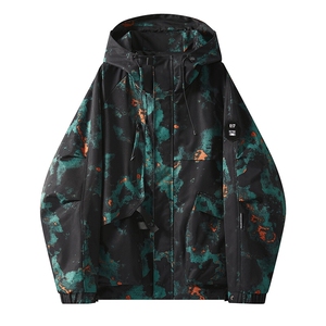 春秋户外冲锋衣男女同款防风防水连帽工装外套登山服夹克2481-P75图片