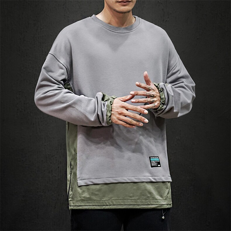 2021日系圆领秋季新款男士拼接撞色潮卫衣男QT4029-W06,男装卫衣,电商A021