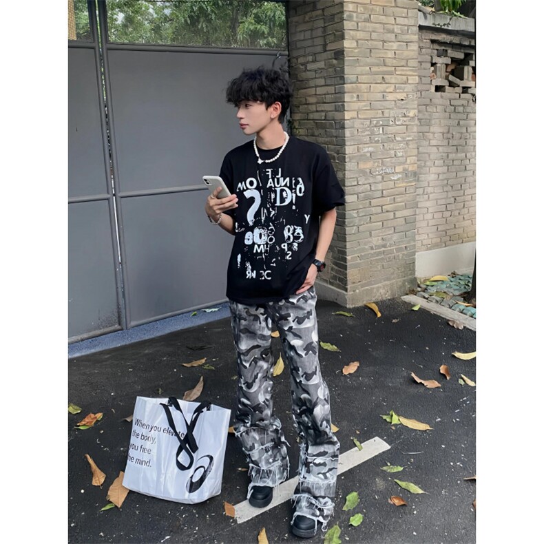 【有货】迷彩工装裤男款直筒宽松破坏感帆布裤子N0089CC-特P55，男装工装外套，星座1007（原301D）