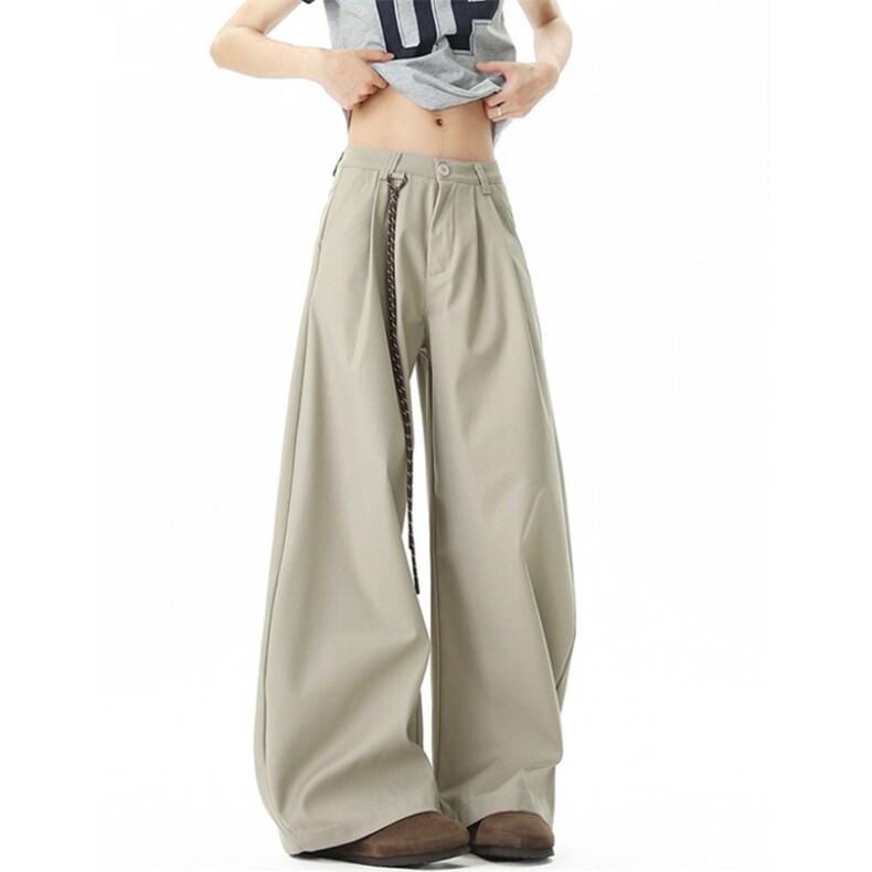 WE1603-P45双褶弯刀休闲西裤男女美式宽松休闲垂坠阔腿镰刀裤子，男装西裤，电商B323A