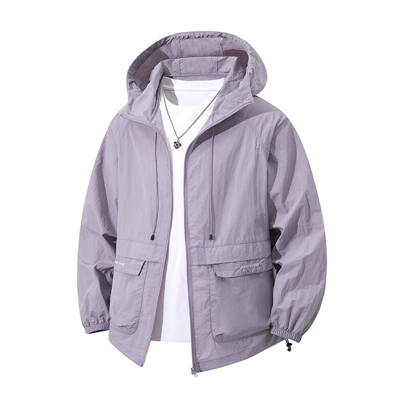 夏季新款锦纶冰丝皮肤衣大口袋连帽宽松夹克薄外套防晒衣2503-P45，男装防晒衣，星座1403B