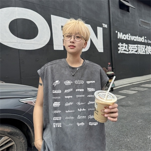 麂皮绒背心坎肩男T恤美式港风潮JB419-特P19控38图片