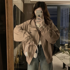 2024新款港风美式ins潮流宽松百搭连帽风衣夹克外套女 JK1257-P80图片