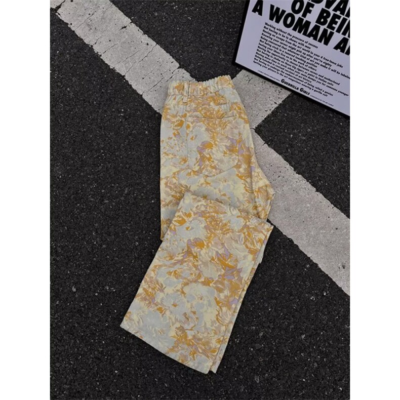 潮牌水洗牛仔裤美式弯刀裤直筒微喇宽松休闲长裤K8307-P38网络图,男装牛仔裤,电商B245