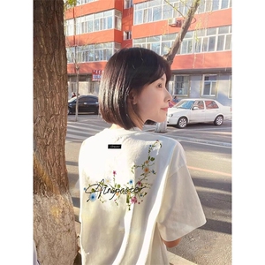 万针全刺绣工艺抖音得物高品质260克重磅纯棉双纱美式高街短袖T恤图片