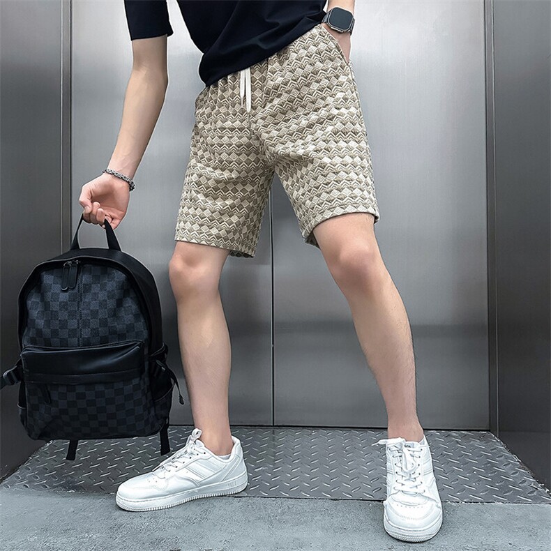 休闲短裤男提花面料社会小伙高级感五分裤301C-DK16-P48控68图片