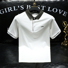 2026夏季短袖T恤撞色领字母刺绣小清新翻领Polo衫T0243-P55，男装T恤，电商D342