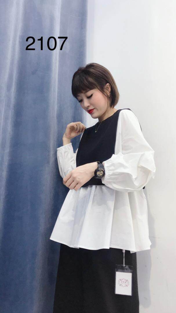2021春款现货假两件拼接上衣，女装，億亿铭品