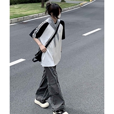 2025美式220克三条杠撞色短袖T恤网图C403A-ZST2611特P25，男装T恤，电商C403A