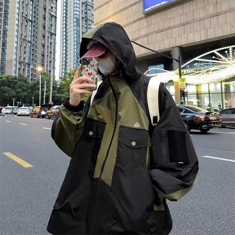 美式高街拼色小牛津防水外套男韩版潮流2025冬季ins夹克CC016-P75,男装夹克,星座911-3
