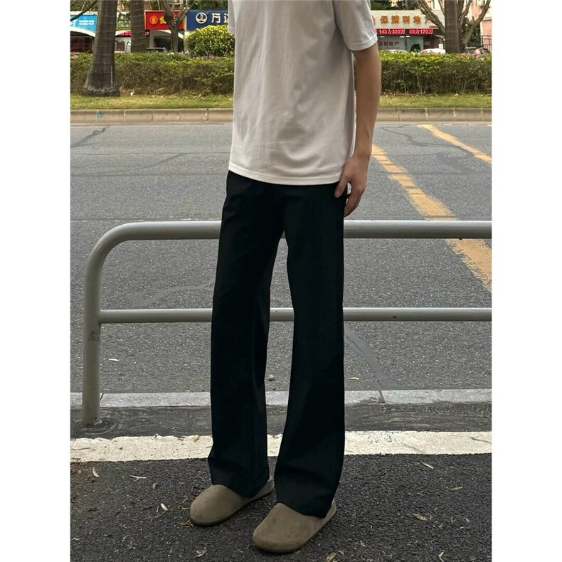 黑色弯刀西裤男款夏季直筒修身显瘦裤子高级感小众质感微喇休闲裤,男装西裤,星座203-6(原电商259)
