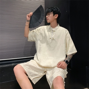 量大优 供视频 新风 龙凤提花冰丝短袖短裤套装男 TZ2406-特P60图片