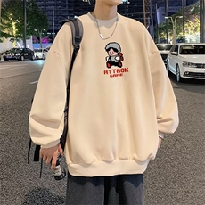 350g潮牌卡通圆领情侣长袖打底衫上衣服束口T恤卫衣Y14-P38网图，男装T恤，电商B245