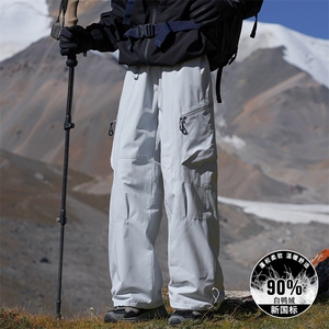 羽绒裤男士款登山长裤2025冬新款户外穿骑行三防休闲工装裤P115