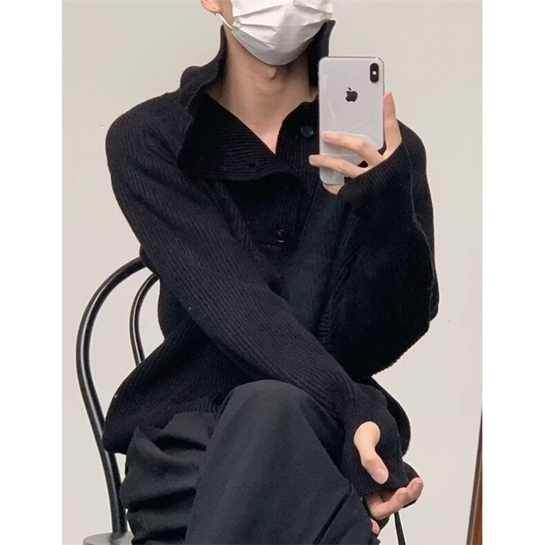 长袖潮宽松型套头针织衫毛衣高领纽扣设计上衣立领春季M6038,男装针织衫/毛衣,星座1116A（原606A-3）