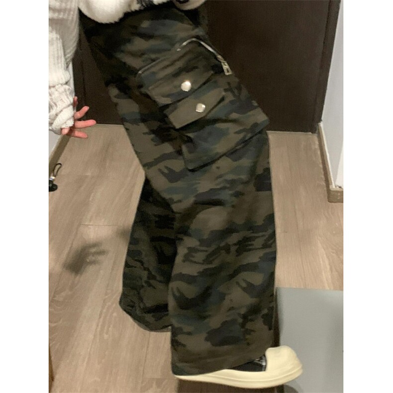 迷彩工装裤子男春夏季美式复古高街抽绳阔腿休闲长裤K066,男装工装外套,星座1116A（原606A-3）
