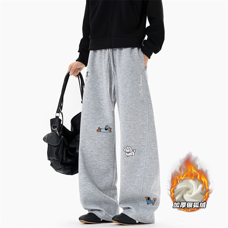 450g曼巴棉腊肠狗刺绣大码银狐绒弯刀裤男K24037J加绒-特P55控108，男装卫衣，电商A001-1