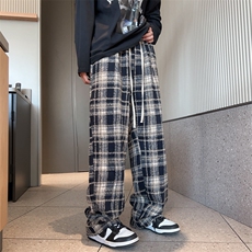 美式复古格子裤子男时尚春秋直筒宽松潮牌百搭阔腿休闲裤K923，男装休闲裤，星座1116A-1（原606A）